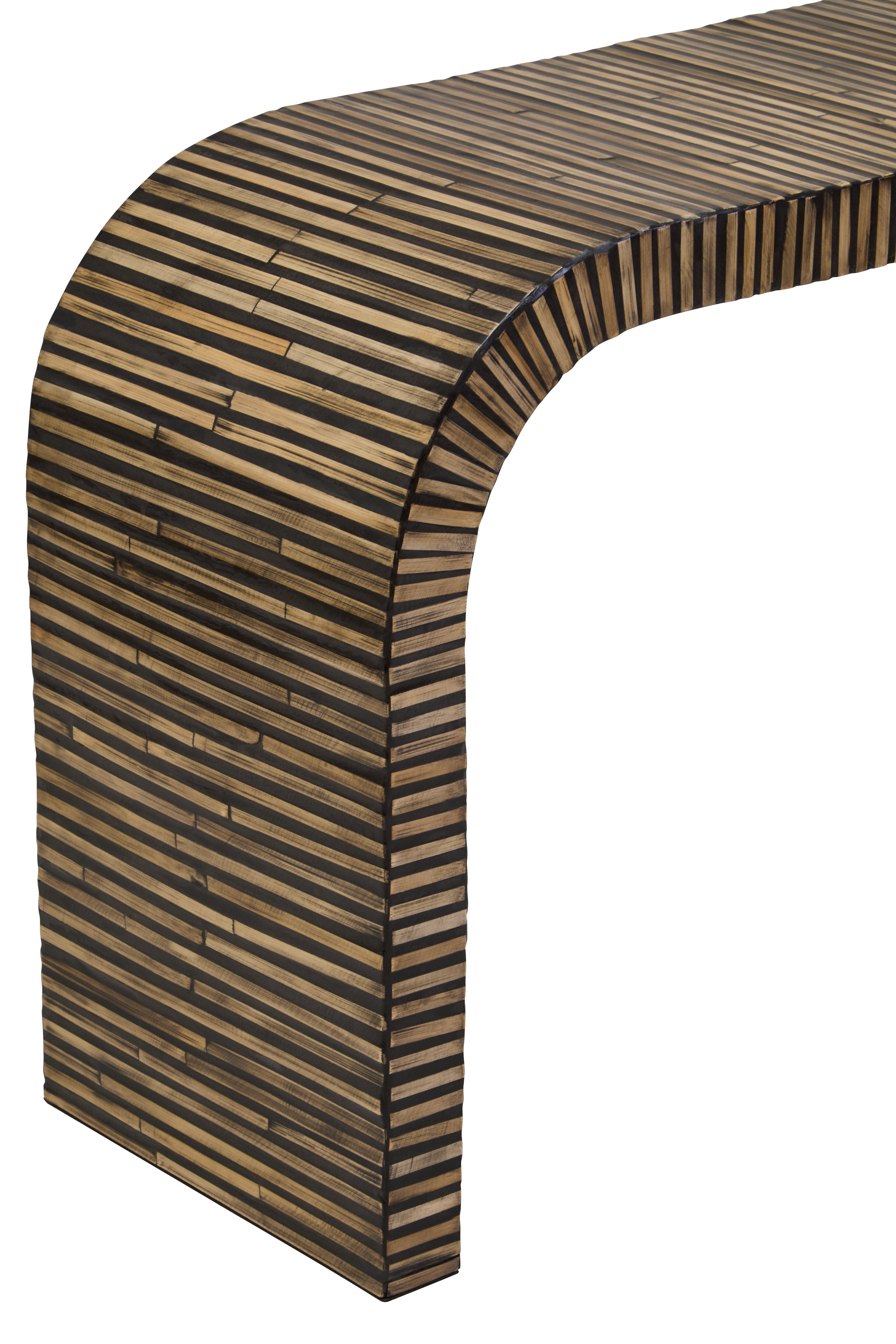 Antibes Bamboo Inlay Curved Console Table